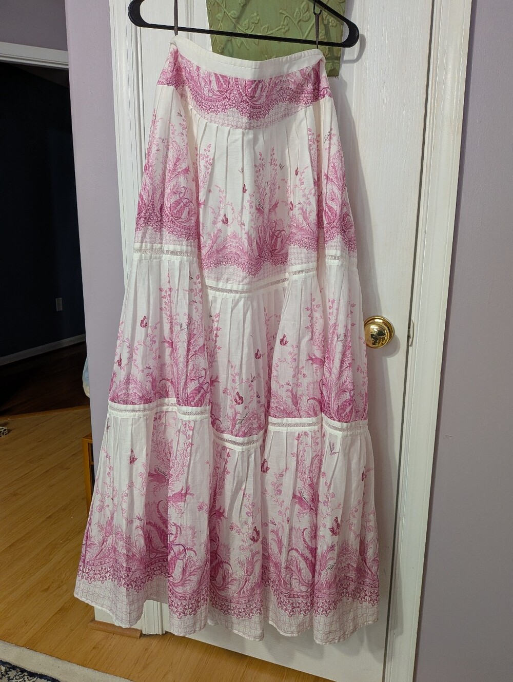 Y2K Roberto Cavalli White and Pink Floral Cotton Skirt